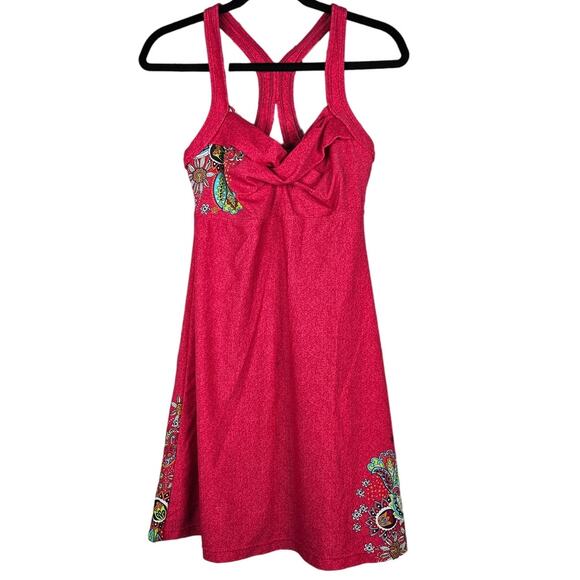 Athleta S Pink Floral Swim Dress Active Beach Surf Gorpcore Fit Flare Shelf Bra - Picture 1 of 4